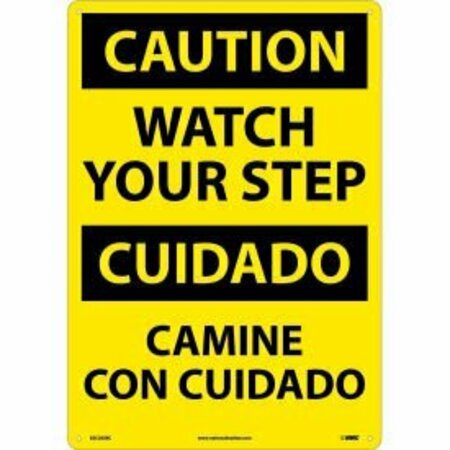 NATIONAL MARKER CO Bilingual Plastic Sign - Caution Watch Your Step ESC203RC